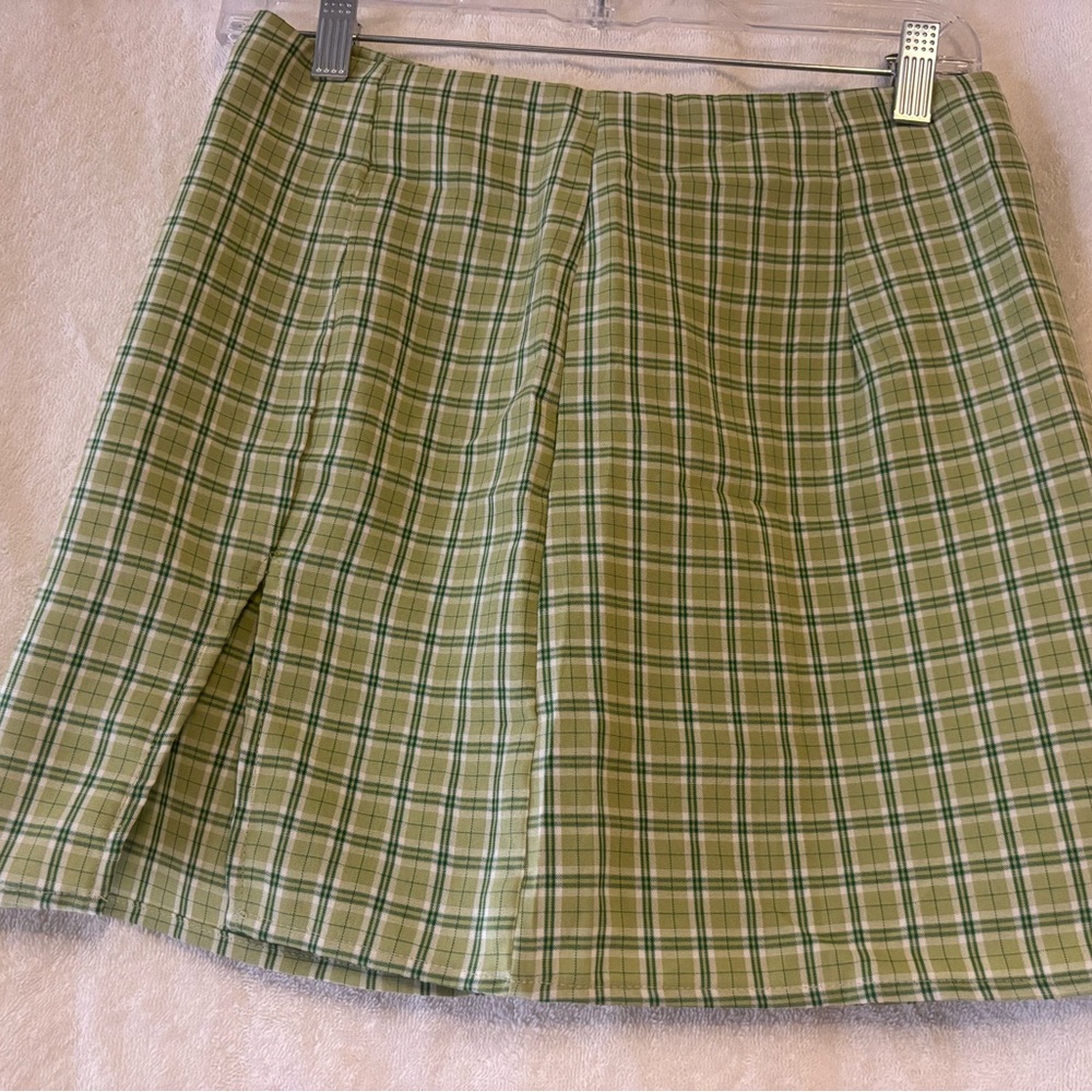 SHEIN Olive Plaid Mini Skirt